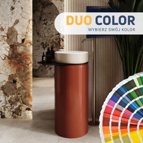 Umywalka z konglomeratu wolnostojąca dwa kolory okrągła 85 x 40 cm RONA Duo Color bez przelewu : Podłączenie syfonu - Do ściany
