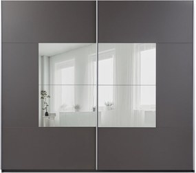 Szafa Przesuwna DIANA 250 cm z Lustrem Szafa Dwudrzwiowa z Szufladami Grafit