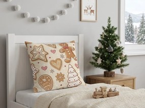 Bawełniana poszewka na poduszkę GINGERBREAD JOY 45x45 cm, beżowy