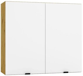 Dwudrzwiowa szafka kuchenna górna 80 cm biały + dąb artisan - Elandro 23X