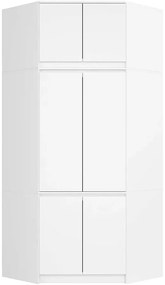 Biała narożna szafa na ubrania z nadstawką H4-N19