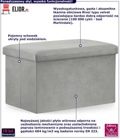 Szara prostokątna welurowa pufa ze schowkiem - Teni 5X