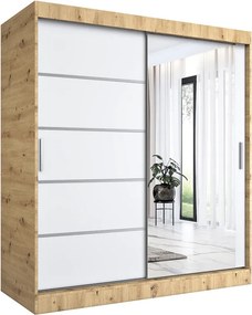 Szafa przesuwna 180 cm dąb artisan + biały H5-W91