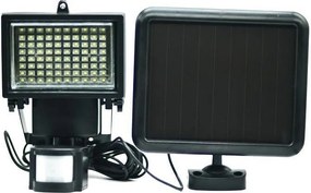 Czarny reflektor solarny GALIX 80 LED SMD biały z czujnikiem ruchu i zewnętrznym panelem solarnym 0,7W, 650 lumenów