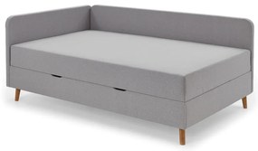 Jasnoszare tapicerowane łóżko jednoosobowe ze schowkiem 90x200 cm Cabana – Meise Möbel
