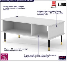 Biały dwupoziomowy stolik kawowy - Javens 5X