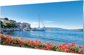 Szklany Panel Statek na Morzu w Lecie