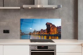 Panel szklany do Kuchni Noc nad Motławą i Starym Miastem