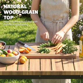 Outsunny Wózek kuchenny na kółkach, stolik serwisowy z haczykami, uchwyt na napoje, metalowy, 97 x 51 x 83 cm Czarny+Brązowy | Aosom PL