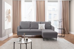 Narożnik Movani z funkcją spania prawostronny - szara plecionka Loft 19 / czarne nogi