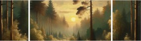 Obraz - Słońce świecące przez las (170x50 cm)