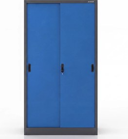 Przesuwna szafa biurowa Kuba, 90x40x185 cm, antracyt/niebieski