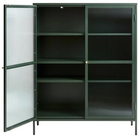 Zielona metalowa witryna Unique Furniture Bronco, wys. 140 cm