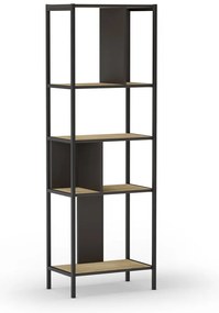 Czarny regał w dekorze dębu 58x175 cm Alabama – Marckeric