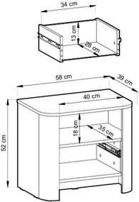 Szafka nocna Sorrenti 58 cm - dąb vicenza