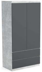 Szafa 90cm Garderoba z 2 szufladami i wieszakiem LUNA Beton/Antracyt