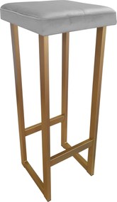 Hoker ALEX krzesło barowe tkanina Welur podstawa metalowa : Kolor Stelaża - Złoty, Kolor tkaniny - VELVET - MG17, Wysokość - 90 cm