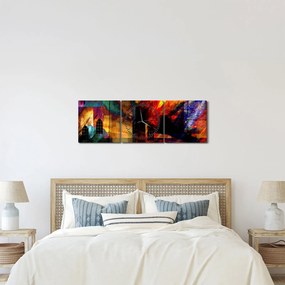 Obraz - Kolorowa abstrakcja miasta (z zegarem) (90x30 cm)