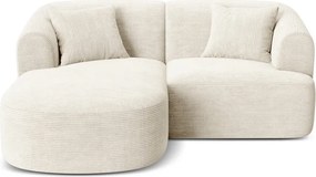 Beżowy sztruksowy narożnik (lewostronny/z szezlongiem) Campi – Cosmopolitan Design