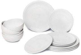 12-częściowy zestaw białych talerzy z porcelany Bonami Essentials Purita