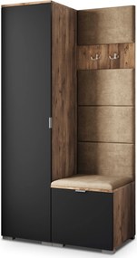 Masseno Garderoba LORI 95/181/51 cm Nowoczesna Szafa do Przedpokoju Dąb lefkas, MONOLITH 09 (Beżowy)
