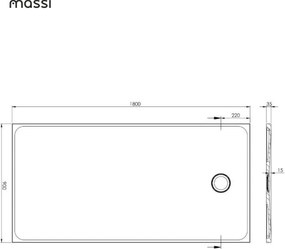 Brodzik prostokątny z konglomeratu RONA Classic XXL |Różne rozmiary | Różne kolory : Kolor - Beż połysk, Rozmiar - 180x90 cm