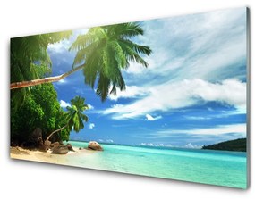 Panel Szklany Palma Plaża Morze Krajobraz