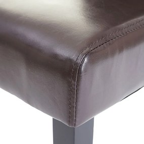 Krzesło do jadalni MCW-E58 (zestaw 6 sztuk),  imitacja skóry brązowy, ciemne nogi