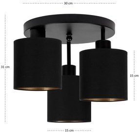 Lampa sufitowa czarna trzypunktowa z czarnymi abażurami C-3030SC-SCSCS