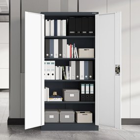 Biurowa szafa metalowa na akta JAN, 900 x 1850 x 400 mm, antracytowo-biała