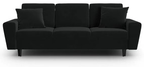 Czarna aksamitna rozkładana/ze schowkiem sofa 235 cm Kyoto – Cosmopolitan Design