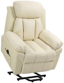HOMCOM Fotel elektryczny z funkcją wstawania kremowy relaksacyjny idealny do salonu z nachyleniem | Aosom PL