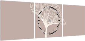 Obraz - Beżowe liście N⁰5 (z zegarem) (90x30 cm)