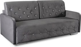 Sofa Rozkładana z Funkcją Spania VIVO Dwuosobowa Szara Glamour do Salonu