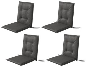 Outsunny Zestaw 4 Poduszek na Krzesła 108 x 50 x 5 cm z Taśmami, do Użycia na Zewnątrz i Wewnątrz, Ciemnoszary