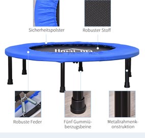 HOMCOM Trampolina Fitness Ø91 cm Mini z Antypoślizgowymi Stopami Obciążenie do 100kg Ø91 x 22,5H cm Czarny+Niebieski