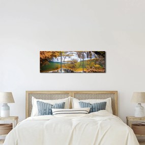 Obraz - Wodospady Huay Mae Khamin, Tajlandia (z zegarem) (90x30 cm)