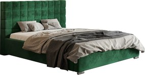 Emporius Aron nowoczesne łóżko 160x200 - tkanina welurowa, aksamitna - łóżko z pojemnikiem 160x200 do sypialni - zielony (Amor Velvet 4311)