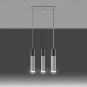 Lampy wiszące nowoczesny Lume, stal/beton - 3 źródło światła 3000K - L.45 x H.90 cm - biały/szary