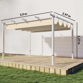 Outsunny Pergola 3 x 4 m z przesuwanym dachem, magnetycznymi zamknięciami, UV30+, kolor beżowy | Aosom PL