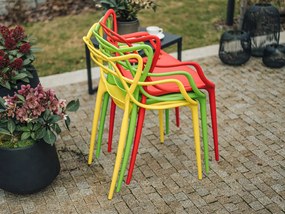Zestaw 4 krzeseł plastikowych KATO, żółty