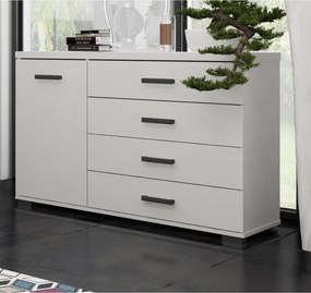 Pojemna biała komoda z 4 szufladami 120 cm do salonu
