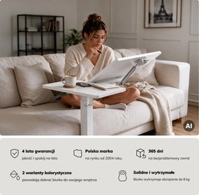 Stolik pod laptopa mobilny, regulowany, wielofunkcyjny, biały: BILL