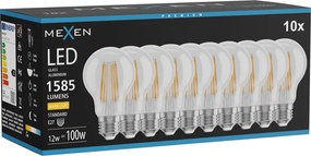 Mexen Vintis 10x żarówka filament LED E27, A60, 12W, Ciepła - 2700K, 1585 lm, clear - L150-E27-1227-00x10