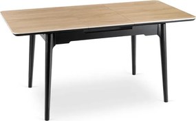 Zestaw Stół Rozkładany SAMER 138-178 cm Dąb/Czarny i 4 Krzesła Tapicerowane PERU Czarne