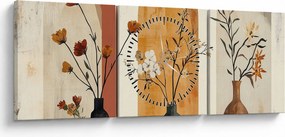 Obraz - Wazony w łukach (z zegarem) (90x30 cm)