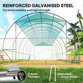 Outsunny Szklarnia typu Polytunnel z osłoną plastikową i stalową ramą, z rolowanymi drzwiami, Zielona