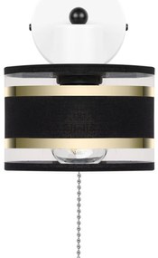 Biały kinkiet LED z włącznikiem z czarnym abażurem SHWD-TI-1010WE-SC j