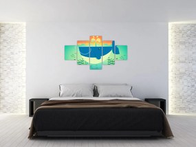 Obraz - Wesoły wieloryb w morzu (125x70 cm)