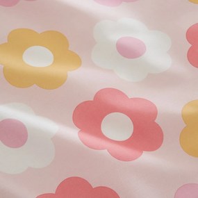 Różowe prześcieradło dziecięce jednoosobowe z gumką 90x190 cm Retro Daisy – Catherine Lansfield